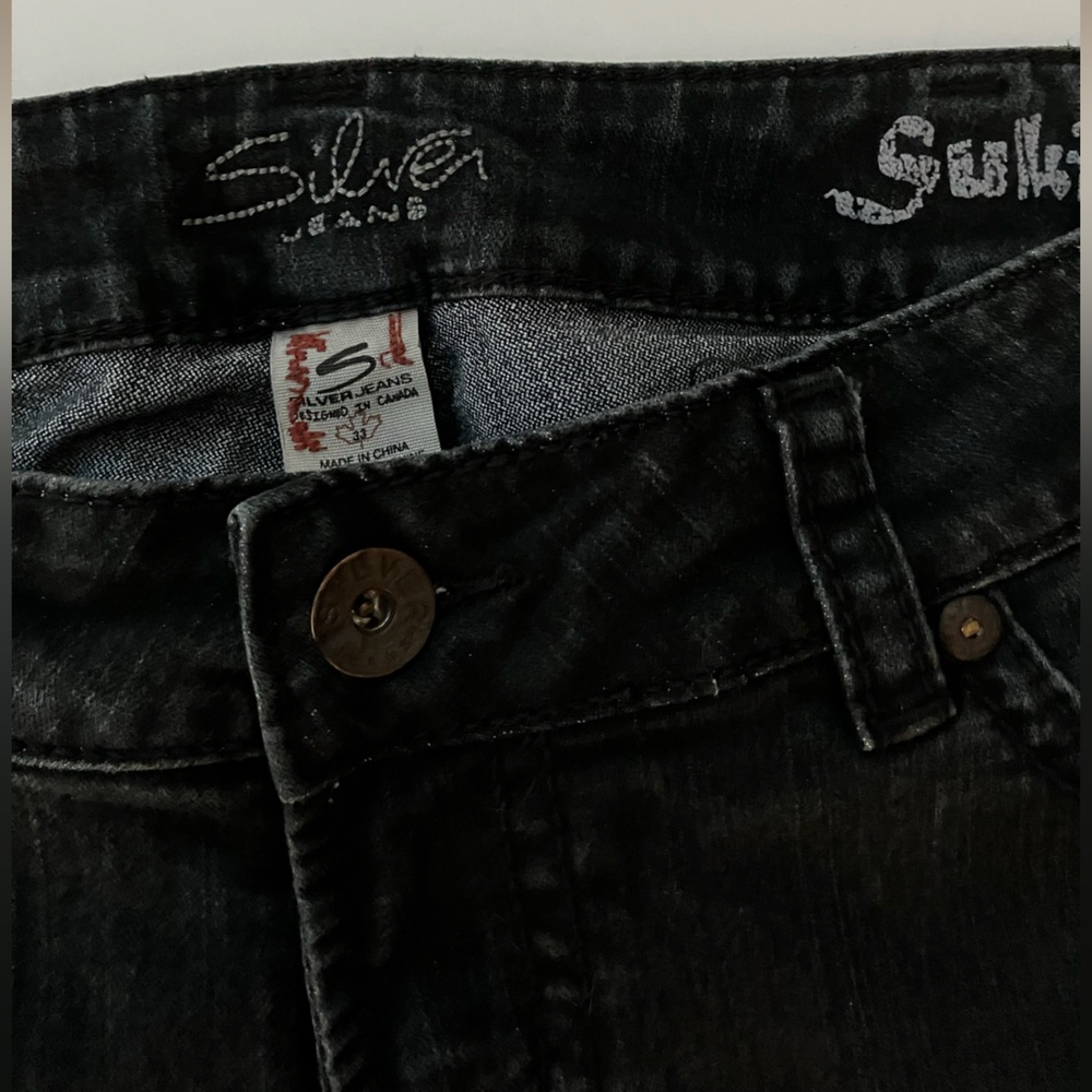 Women’s Black Suki Silver Jeans 33/34